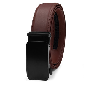 Męski skórzany pasek z automatyczną klamrą elegancki do spodni naturalna skóra uniwersalny rozmiar brązowy | Automatic Belt