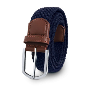 Męski elastyczny parciany pasek materiałowy pleciony z wykończeniem z skóry eko wygodny elegancki granatowy | Braided Belt