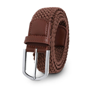 Męski elastyczny parciany pasek materiałowy pleciony z wykończeniem z skóry eko wygodny elegancki brązowy | Braided Belt