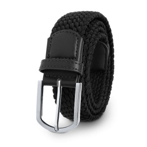 Męski elastyczny parciany pasek materiałowy pleciony z wykończeniem z skóry eko wygodny elegancki czarny | Braided Belt