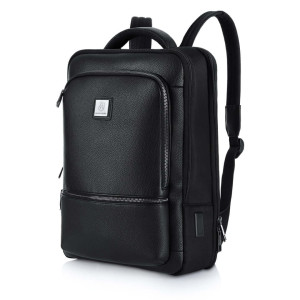 Miejski czarny plecak na laptopa do
16” oraz przedmioty osobiste z uchwytem na klucze i butelką na
bidon stylowy skóra ekologiczna | City Backpack
