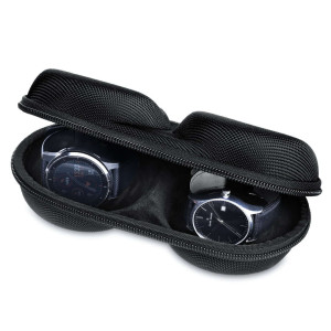 Podróżne etui na dwa zegarki czarne nylon bezpieczny transport zegarków ochrona organizer pokrowiec | Double Watch Case