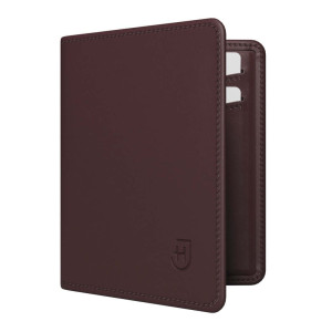 Męski klasyczny elegancki portfel bifold pionowy z magnesowym zamknięciem ze skóry naturalnej z RFID miejscem karty banknoty brązowy | Card Wallet