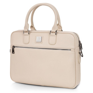 Elegancka torba na laptopa do 15.6″ z mocowaniem na walizkę skóra ekologiczna beżowa | Briefcase