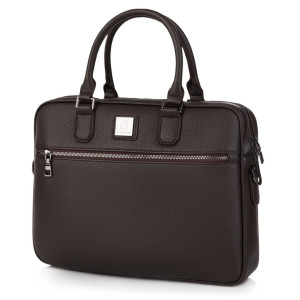 Elegancka torba na laptopa do 15.6″ z mocowaniem na walizkę skóra ekologiczna brązowa | Briefcase