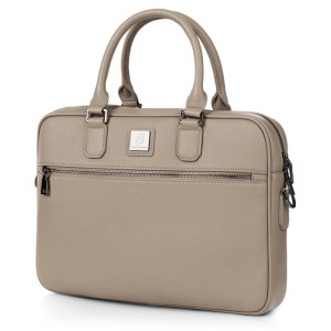 Elegancka torba na laptopa do 15.6″ z mocowaniem na walizkę skóra ekologiczna beżowoszara | Briefcase