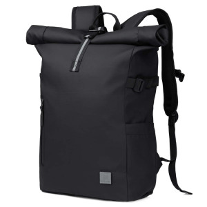 Praktyczny beżowy plecak typu
Rolltop zwijany na laptopa 14" wodoodporny z RFID mały czarny | Rolltop Backpack