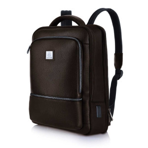 Miejski brązowy plecak na laptopa do
16” oraz przedmioty osobiste z uchwytem na klucze i butelką na
bidon stylowy skóra ekologiczna | City Backpack