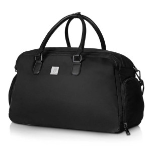 Torba weekendowa podróżna na odzież, osobna kieszeń na buty i wbudowana kieszeń na kosmetyki, wodoodporna sportowa treningowa czarna | Duffle Bag