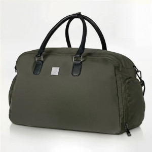 Torba weekendowa podróżna na odzież, osobna kieszeń na buty i wbudowana kieszeń na kosmetyki, wodoodporna sportowa treningowa oliwkowa | Duffle Bag