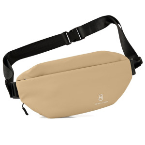 Wodoodporna nerka na ramię lub biodro z 3 komorami i miejscem na butelkę beżowoszara rozmiar L | Crossbody Bag
