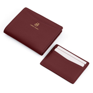 Skórzany portfel damski 2w1 z card holderem i ochroną RFID, miejsce na karty, bilon i gotówkę bordowy | Ivy Wallet