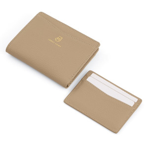 Skórzany portfel damski 2w1 z card holderem i ochroną RFID, miejsce na karty, bilon i gotówkę beżowoszary | Ivy Wallet