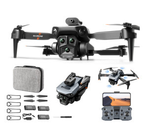 DRON K6 MAX KAMERY STEROWANE Z PILOTA UNIKANIE PRZESZKÓD ZAWIS FLIP 3xAKUM