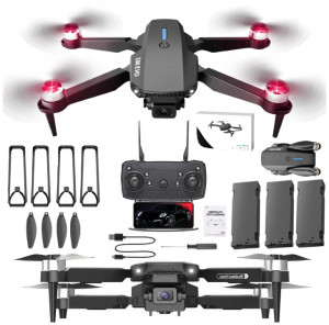 DRON E88 EVO MAX KAMERY SILNIKI BEZSZCZOTKOWE WIFI ZAWIS 3xAKUM