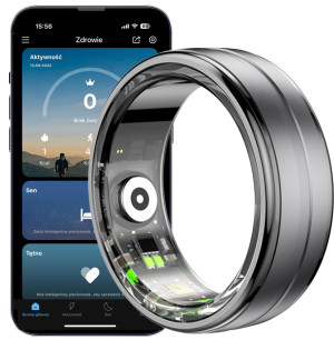 INTELIGENTNY PIERŚCIONEK SMARTRING PULS TLEN STRES RYTM HRV SPORT KROKI SEN