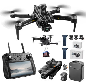DRON AE86 PRO MAX+ KAMERY 4K GPS PAD Z EKRANEM 18KM OMIJANIE PRZESZKÓD 2xAKUM 8000mAh TRANSPORT
