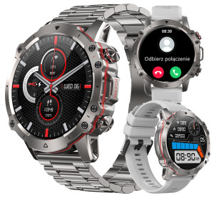 ZEGAREK MĘSKI SMARTWATCH AMOLED CIŚNIENIOMIERZ PULS SPORT ROZMOWY PL MENU