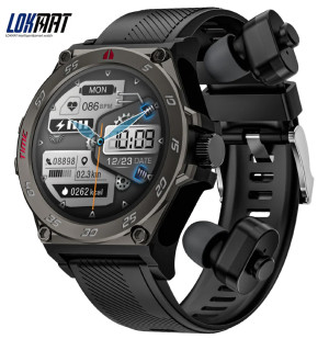 ZEGAREK+SŁUCHAWKI 2w1 SMARTWATCH AMOLED LOKMAT GT CIŚNIENIE ROZMOWY PL MENU