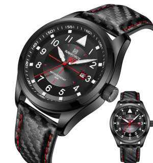 ZEGAREK MĘSKI NAVIFORCE NF 8022 PILOT ELEGANCKI SKÓRZANY PASEK