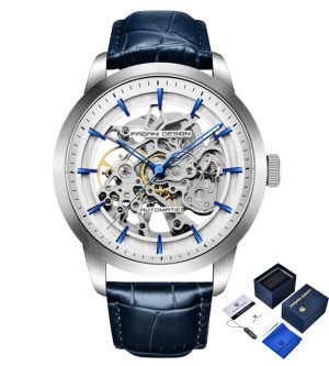 ZEGAREK PAGANI DESIGN PD-1638 SKELETON BLUE AUTOMATIC 3ATM HARDLEX + BOX