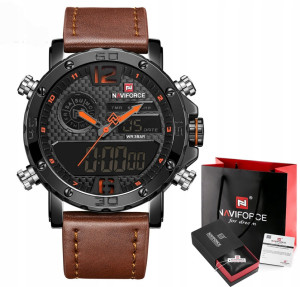 ZEGAREK MĘSKI NAVIFORCE NF9134 MODERN LED SKÓRA