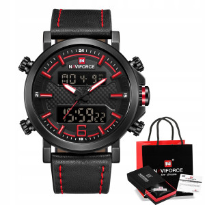 ZEGAREK MĘSKI NAVIFORCE NF9135 DESIGN LED SKÓRA