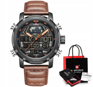 ZEGAREK MĘSKI NAVIFORCE NF9160 GLOBE LED SKÓRA