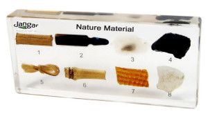 Materiały naturalne - 8 okazów zatopionych w tworzywie