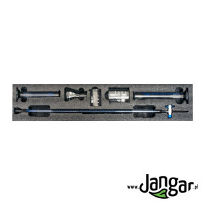 Zestaw w piance: zlewki, cylindry,  erlenmeyerka, biureta