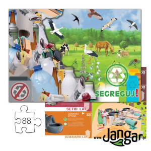 Puzzle segreguj odpady, 88 elementów + podkładka, w zamykanym pudełku