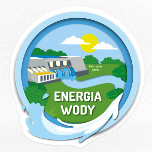 Energia wody - trwała naklejka ścienna 50x48cm