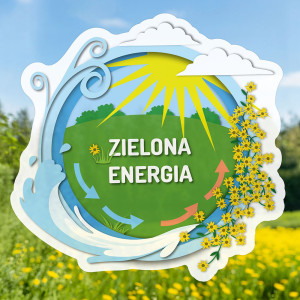 Zielona energia - naklejka bezklejowa wielorazowa 50x48cm