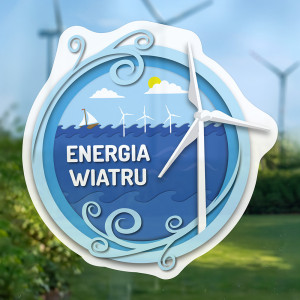 Energia wiatru - naklejka bezklejowa wielorazowa 50x48cm