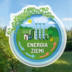 Energia geotermalna - naklejka bezklejowa wielorazowa 50x48cm