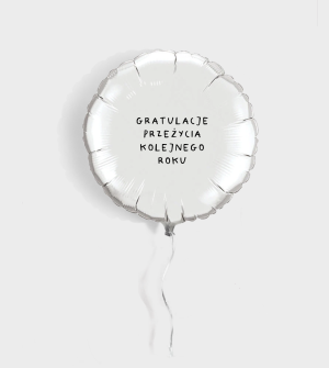 Balon z helem - Gratulacje przeżycia kolejnego roku - Z helem (w kartonie, z wstążką i obciążnikiem)