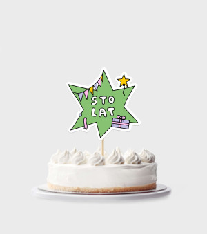 Urodzinowy topper na tort - Sto lat!