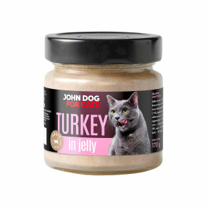 Monobiałkowa karma mokra dla kota Indyk Galaretka 170g John Dog for Cats