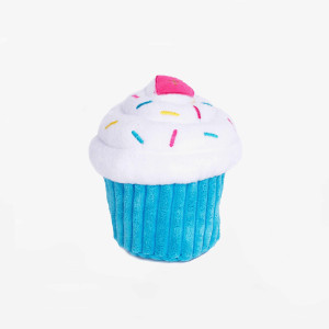 Zabawka dla psa z piszczałką pluszowy muffin - niebieski
