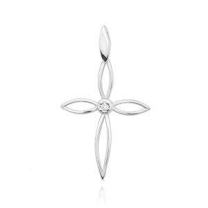 Złota zawieszka z brylantem krzyżyk K-29 0,02ct