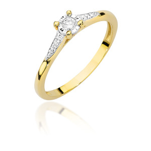 Złoty pierścionek z brylantem W-466 0,11ct