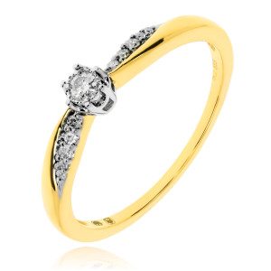 Pierścionek M585 brylanty 0,10ct złoto pr. 585 r.17