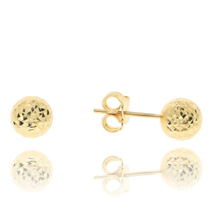 Złote kolczyki diamentowane kulki sztyfty pr.585 (7.0mm)