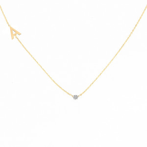 Naszyjnik z literką A i brylantem 0.02ct 38cm złoto pr. 585