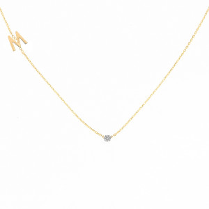Naszyjnik z literką M i brylantem 0.02ct 38cm złoto pr. 585
