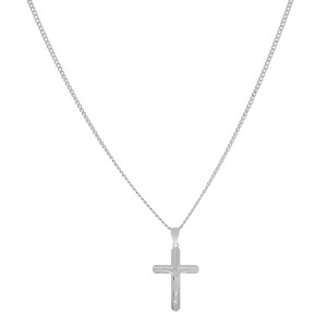 Srebrny Komplet łańcuszek pancerka + krzyżyk pr. 925