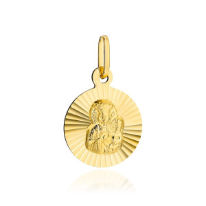 Złoty medalik Matka Boska Częstochowska w diamentowanym kółku pr. 585