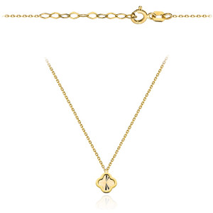 Złoty naszyjnik diamentowana koniczynka w oprawie super lekki pr. 585