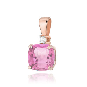 Złota zawieszka wisiorek Z003 Różowy Topaz 1,10ct różowe złoto pr. 585