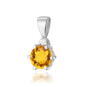 Złota zawieszka wisiorek Z076 Cytryn 0,50ct białe złoto pr. 585
